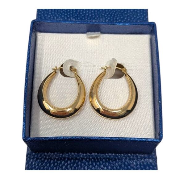 Vintage Jewelry - 14K Gold JCM Puffy Hoop Earrings | 2g | Small Teardrop Hoops